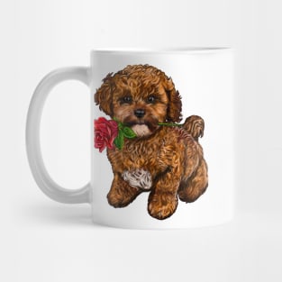 The Best Valentine’s Day Gift ideas, cavalier king charles spaniel Cute puppy dog 2 love heart sweetheart with red rose in its mouth. Cavapoochon Cavapoo dog Valentine’s Day Mug